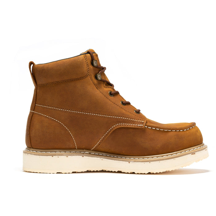 ROCKROOSTER Edgewood Men's 6 inch Brown steel toe waterproof wedge work boots SAP858 - Rock Rooster Footwear Inc