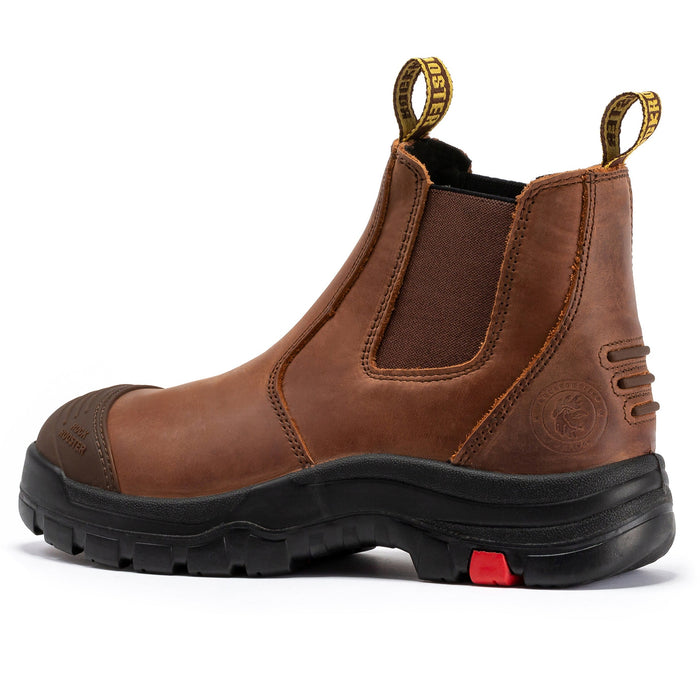 ROCKROOSTER Gammon Brown 6 inch Pull-on Steel Toe Leather Work Boots AK224ST - Rock Rooster Footwear Inc