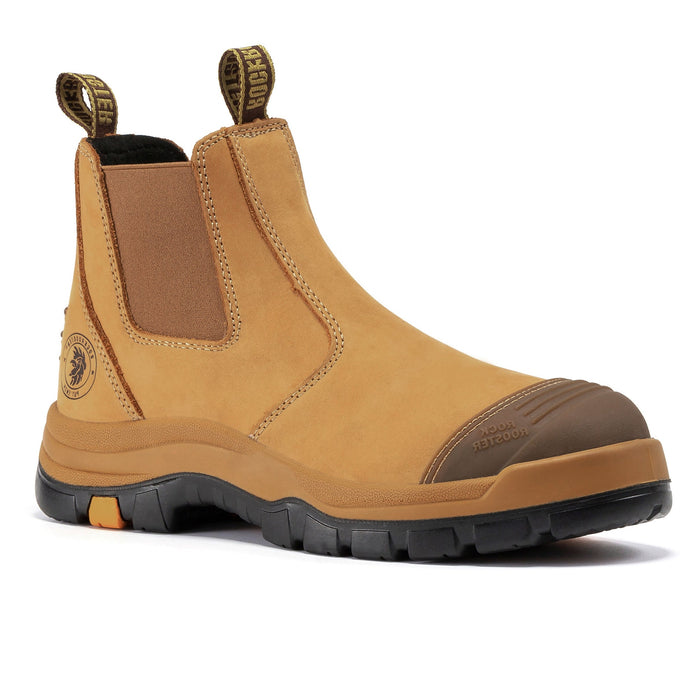 ROCKROOSTER Gammon Tan 6 inch Slip On Leather Work Boots AK222 - Rock Rooster Footwear Inc