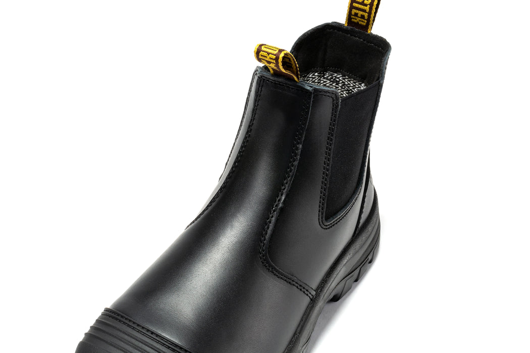 ROCKROOSTER Lumen Black 6 inch Pull on Leather Work Boots AK227NT - Rock Rooster Footwear Inc