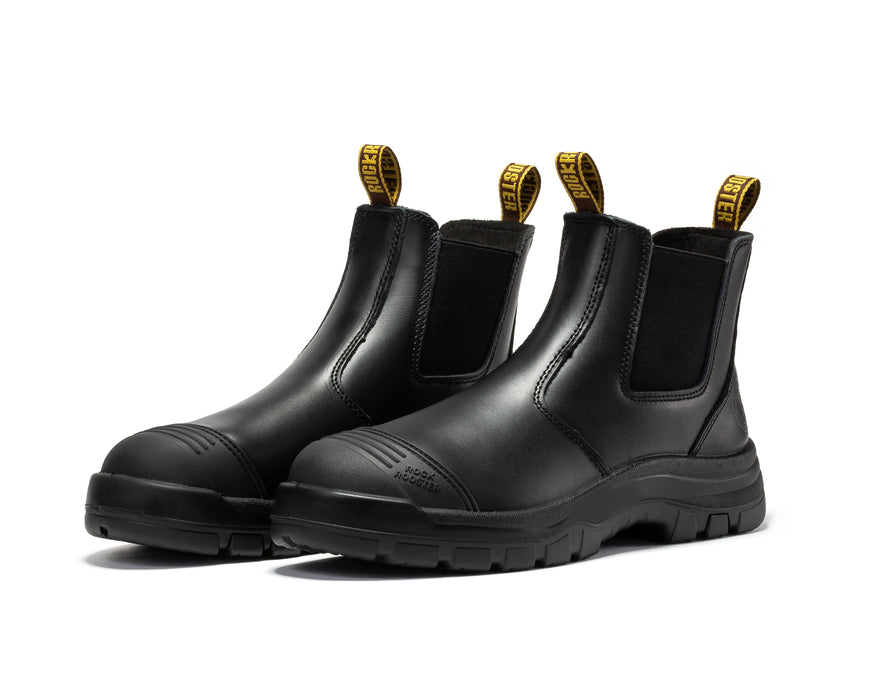 ROCKROOSTER Lumen Black 6 inch Pull on Leather Work Boots AK227NT - Rock Rooster Footwear Inc
