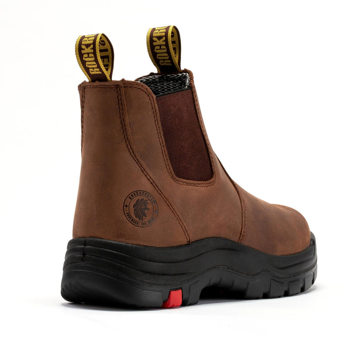 ROCKROOSTER Lumen Brown 6 inch Pull-on Leather Work Boots AK224 - Rock Rooster Footwear Inc