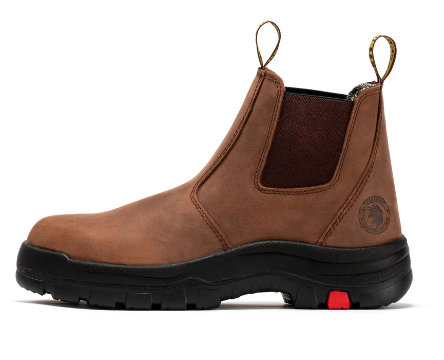 ROCKROOSTER Lumen Brown 6 inch Pull-on Leather Work Boots AK224 - Rock Rooster Footwear Inc