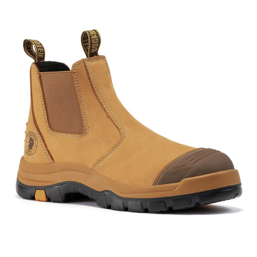 ROCKROOSTER Lumen Tan 6 inch Slip On Soft Toe Leather Work Boots AK222NT - Rock Rooster Footwear Inc