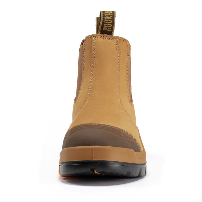 ROCKROOSTER Lumen Tan 6 inch Slip On Soft Toe Leather Work Boots AK222NT - Rock Rooster Footwear Inc