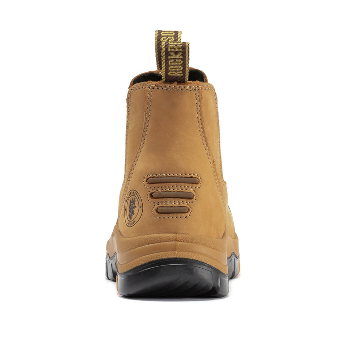 ROCKROOSTER Lumen Tan 6 inch Slip On Soft Toe Leather Work Boots AK222NT - Rock Rooster Footwear Inc