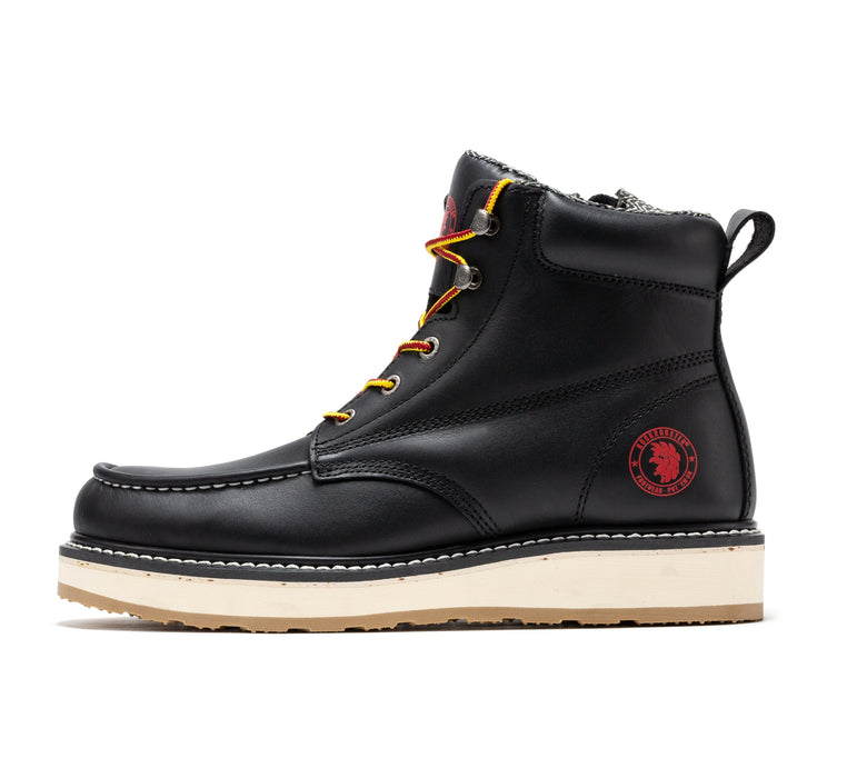 ROCKROOSTER Magnolia Men's 6 inch Black Soft Toe Zip Sided Wedge Work Boots SAP310 - Rock Rooster Footwear Inc