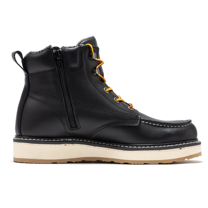 ROCKROOSTER Magnolia Men's 6 inch Black Soft Toe Zip Sided Wedge Work Boots SAP310 - Rock Rooster Footwear Inc