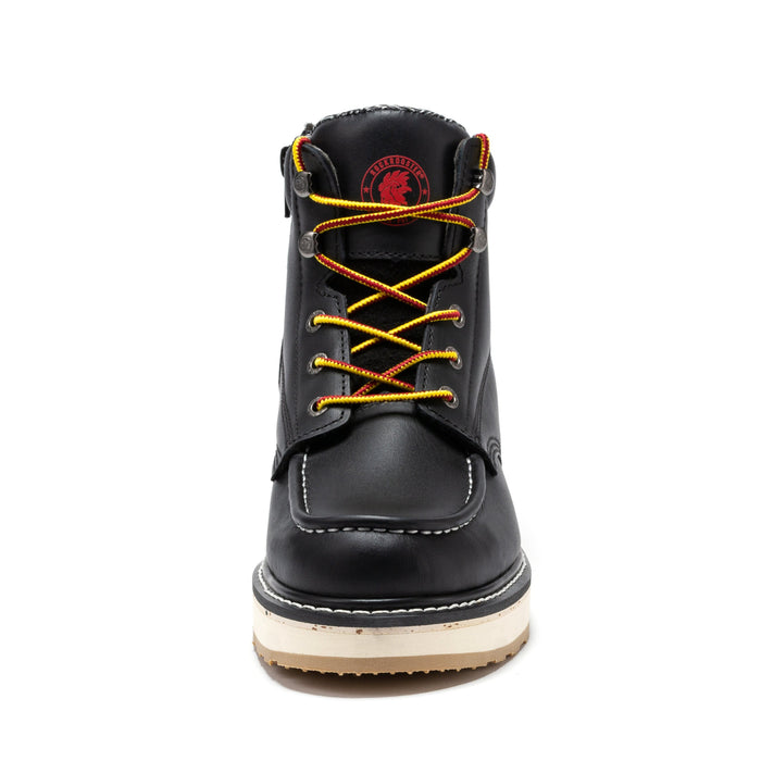 ROCKROOSTER Magnolia Men's 6 inch Black Soft Toe Zip Sided Wedge Work Boots SAP310 - Rock Rooster Footwear Inc