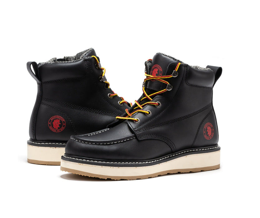 ROCKROOSTER Magnolia Men's 6 inch Black Soft Toe Zip Sided Wedge Work Boots SAP310 - Rock Rooster Footwear Inc