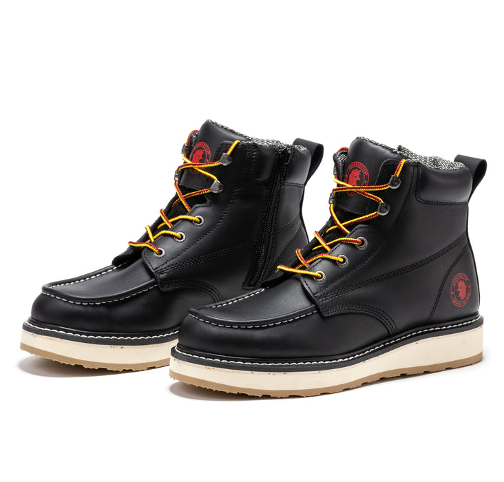 ROCKROOSTER Magnolia Men's 6 inch Black Soft Toe Zip Sided Wedge Work Boots SAP310 - Rock Rooster Footwear Inc