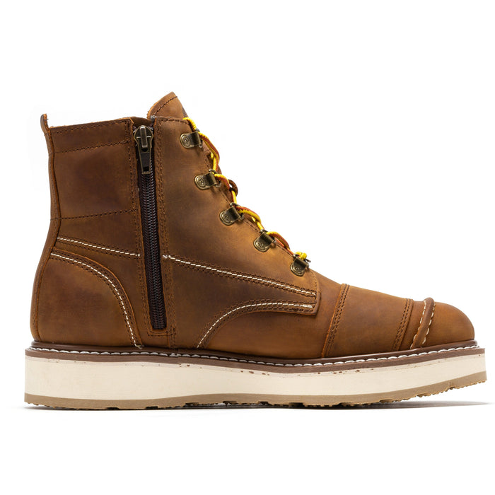ROCKROOSTER Magnolia Men's 6 inch Brown Zip Sided Soft Toe Wedge Work Boots SAP309 - Rock Rooster Footwear Inc