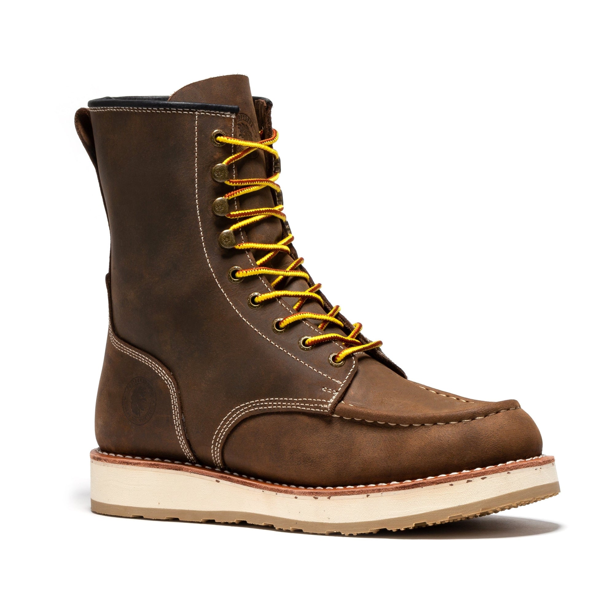 8 Inch Soft ROCKROOSTER Mantua Men's 8 inch Dark Brown Soft Toe Wedge Work Boots S