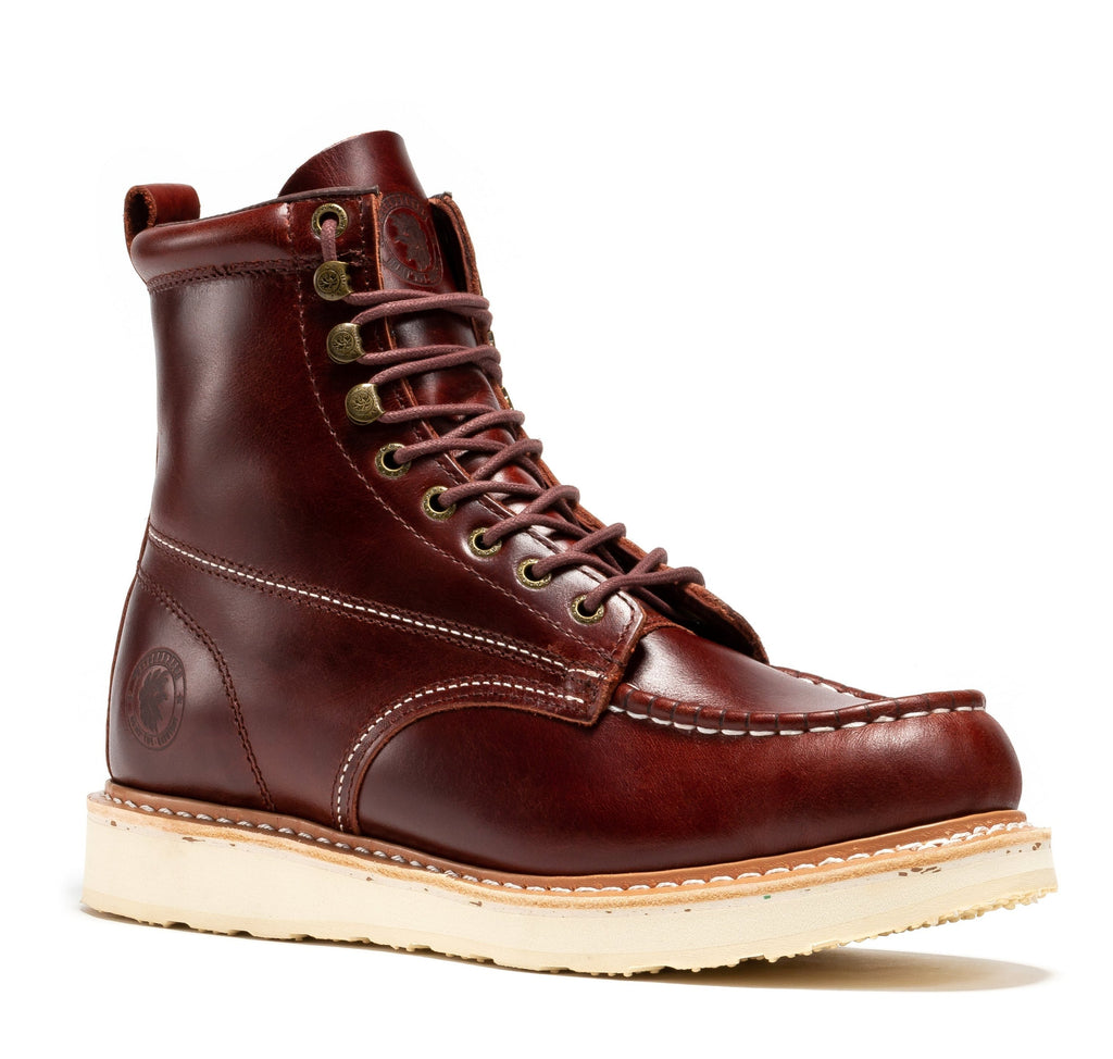 ROCKROOSTER Norwood Cherry Brown Men's 6 inch Soft Toe Wedge Work Boot