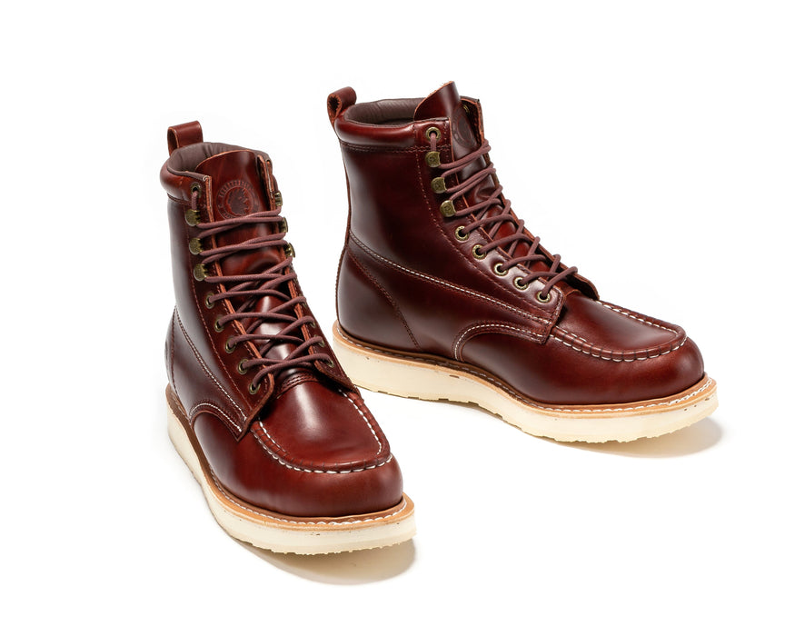 ROCKROOSTER Norwood Cherry Brown Men's 6 inch Soft Toe Wedge Work Boots SAP600 - Rock Rooster Footwear Inc