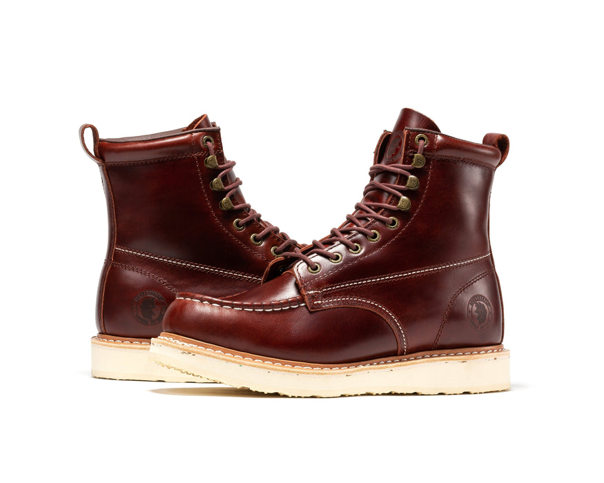 ROCKROOSTER Norwood Cherry Brown Men's 6 inch Soft Toe Wedge Work Boots SAP600 - Rock Rooster Footwear Inc