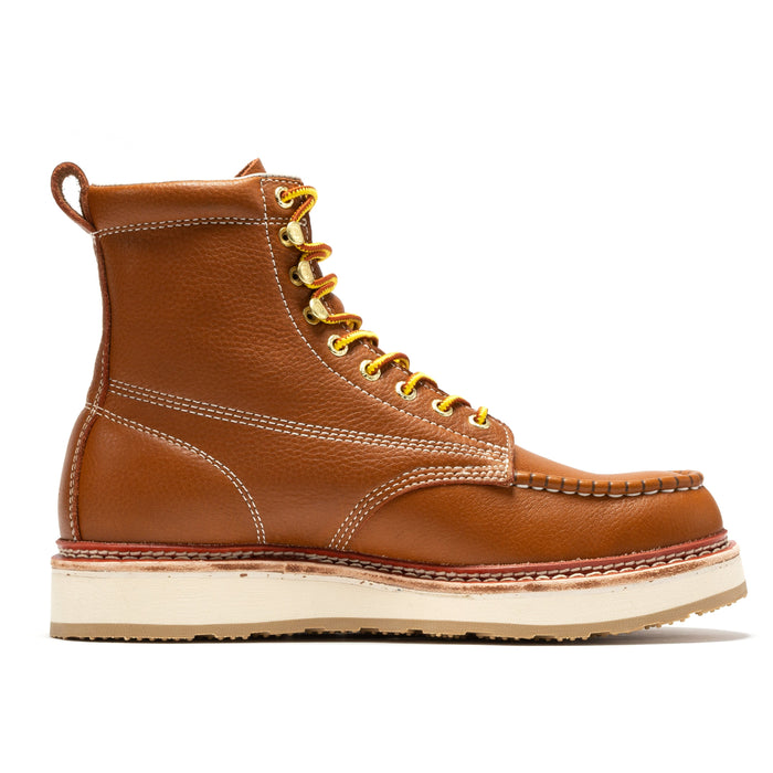 ROCKROOSTER Norwood Men's 6 inch Brown Soft Toe Wedge Work Boots SAP611 - Rock Rooster Footwear Inc