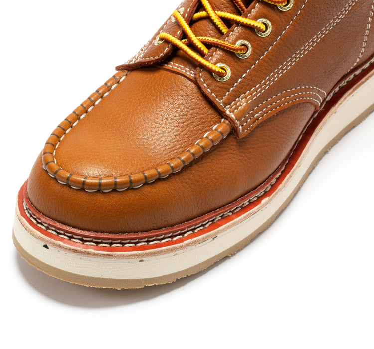 ROCKROOSTER Norwood Men's 6 inch Brown Soft Toe Wedge Work Boots SAP611 - Rock Rooster Footwear Inc