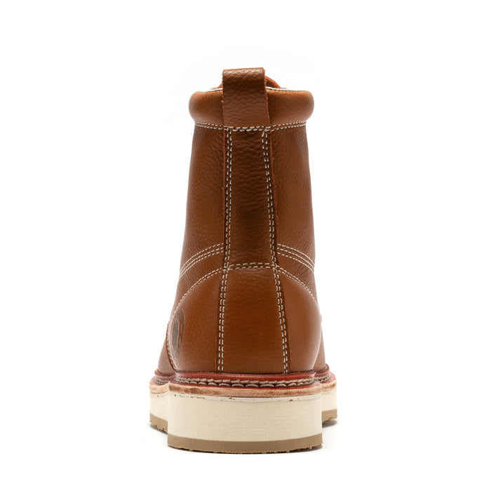 ROCKROOSTER Norwood Men's 6 inch Brown Soft Toe Wedge Work Boots SAP611 - Rock Rooster Footwear Inc