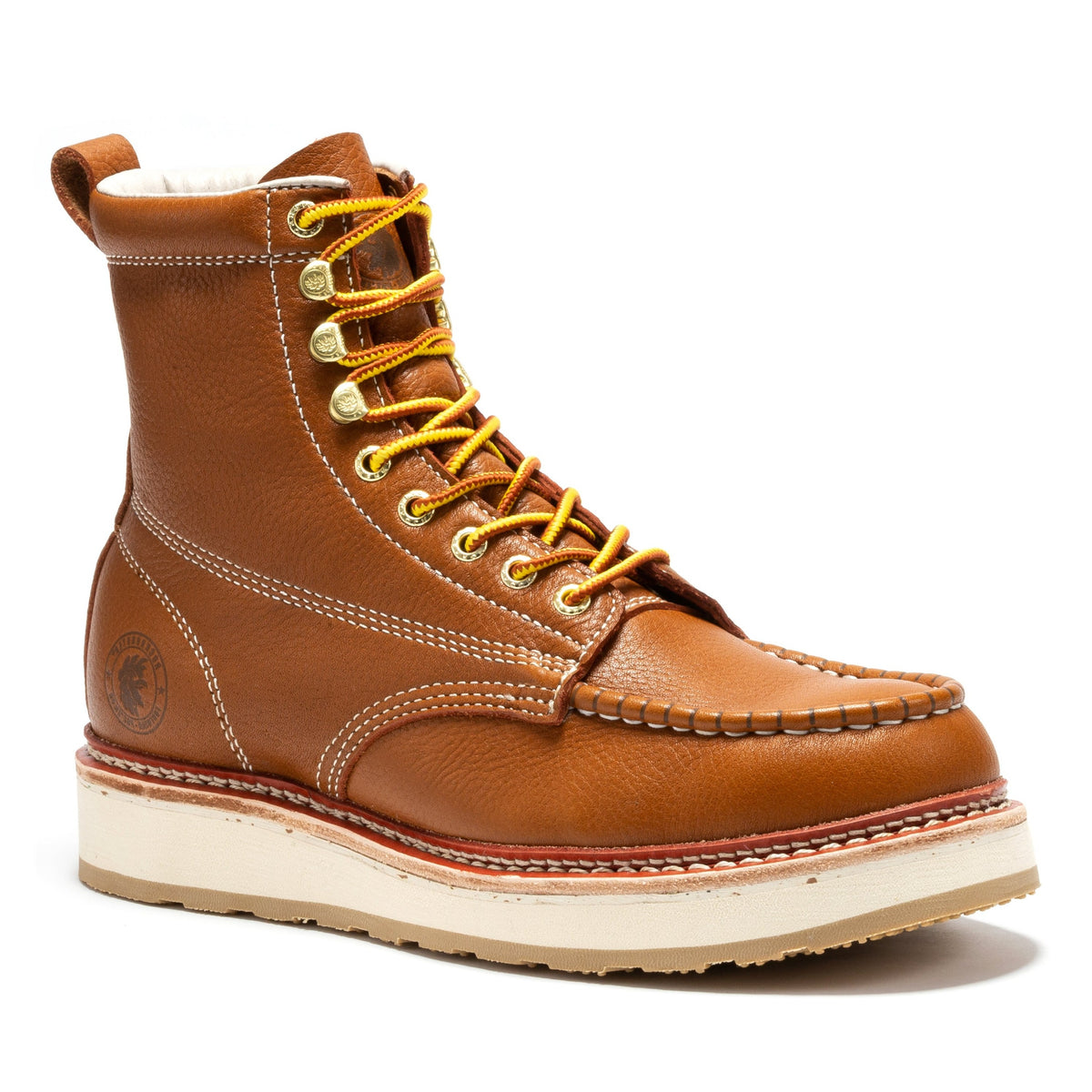 ROCKROOSTER Norwood Men's 6 inch Brown Soft Toe Wedge Work Boots SAP61