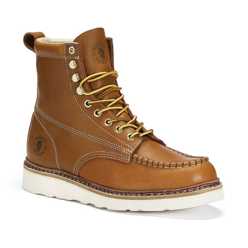ROCKROOSTER Norwood Men's 6 inch Brown soft toe wedge work boots with Vibram® Outsole VAP611 - Rock Rooster Footwear Inc