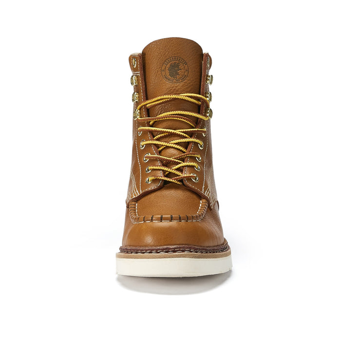 ROCKROOSTER Norwood Men's 6 inch Brown soft toe wedge work boots with Vibram® Outsole VAP611 - Rock Rooster Footwear Inc