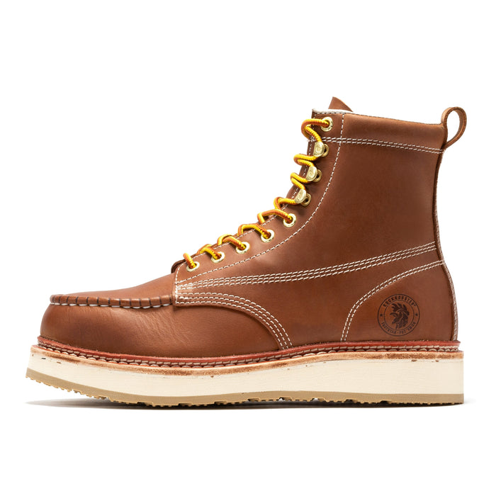 ROCKROOSTER Norwood Men's 6 inch Brown Steel Toe Wedge Work Boots SAP621 - Rock Rooster Footwear Inc