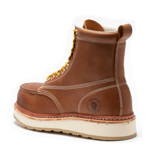 ROCKROOSTER Norwood Men's 6 inch Brown Steel Toe Wedge Work Boots SAP621 - Rock Rooster Footwear Inc