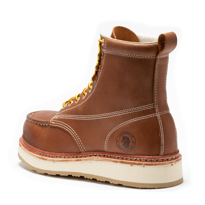 ROCKROOSTER Norwood Men's 6 inch Brown Steel Toe Wedge Work Boots SAP621 - Rock Rooster Footwear Inc