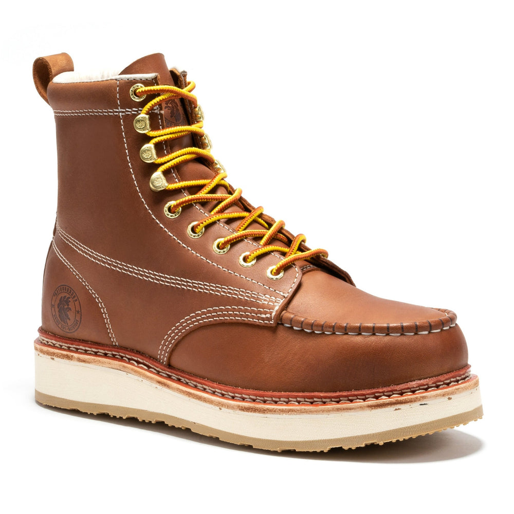 ROCKROOSTER Norwood Men's 6 inch Brown Steel Toe Wedge Work Boots SAP621 - Rock Rooster Footwear Inc
