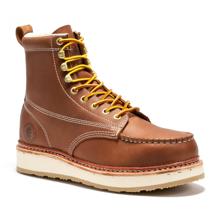 ROCKROOSTER Norwood Men's 6 inch Brown steel toe wedge work boots with Vibram® Outsole VAP621 - Rock Rooster Footwear Inc