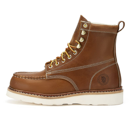 ROCKROOSTER Norwood Men's 6 inch Brown steel toe wedge work boots with Vibram® Outsole VAP621 - Rock Rooster Footwear Inc
