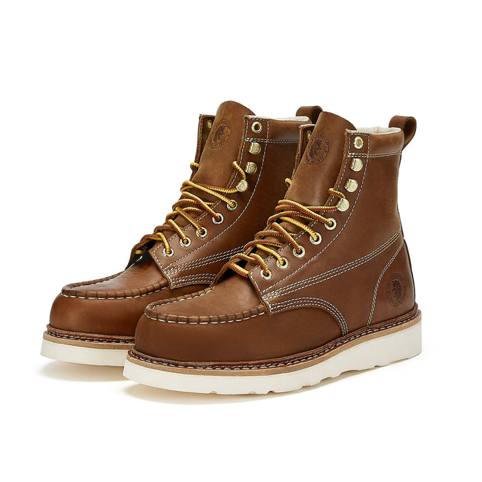 ROCKROOSTER Norwood Men's 6 inch Brown steel toe wedge work boots with Vibram® Outsole VAP621 - Rock Rooster Footwear Inc