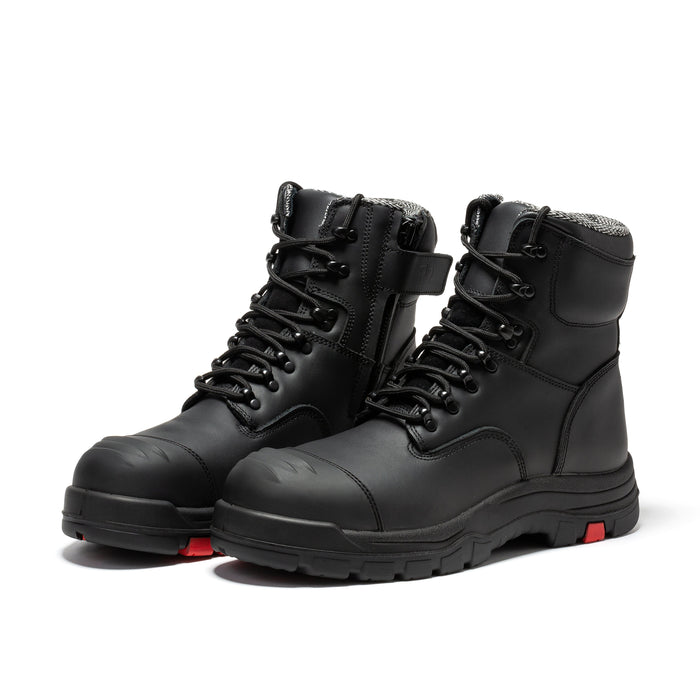 ROCKROOSTER Roslyn Black 7 inch Zip-sided Composite Toe Leather Work Boots CP245Z - Rock Rooster Footwear Inc
