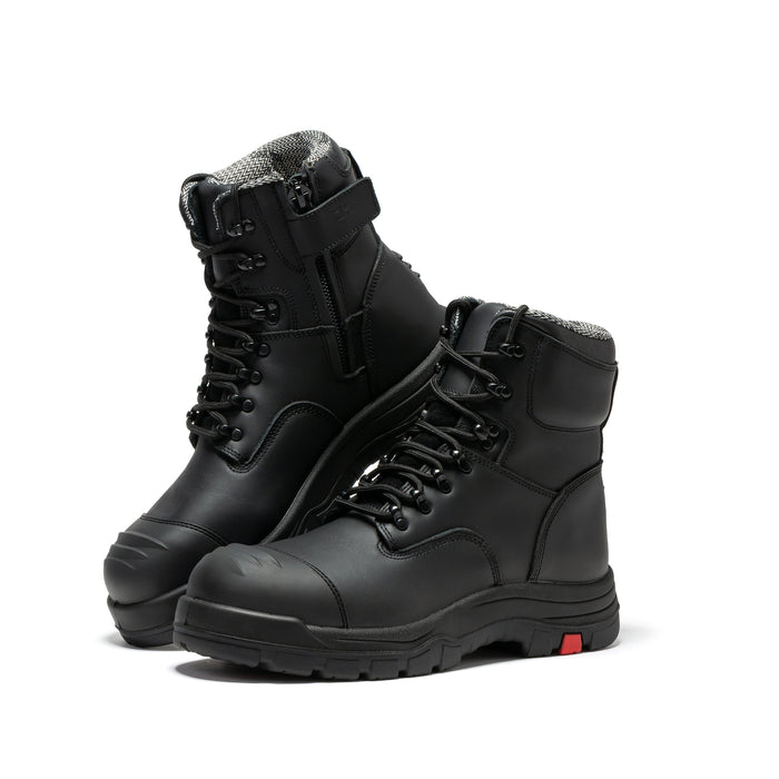 ROCKROOSTER Roslyn Black 7 inch Zip-sided Composite Toe Leather Work Boots CP245Z - Rock Rooster Footwear Inc