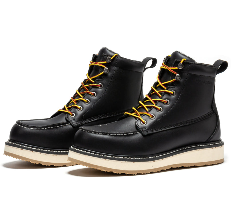 ROCKROOSTER Trinidad Men's 6 inch Black Steel Toe Wedge Work Boots SAP2301 - Rock Rooster Footwear Inc