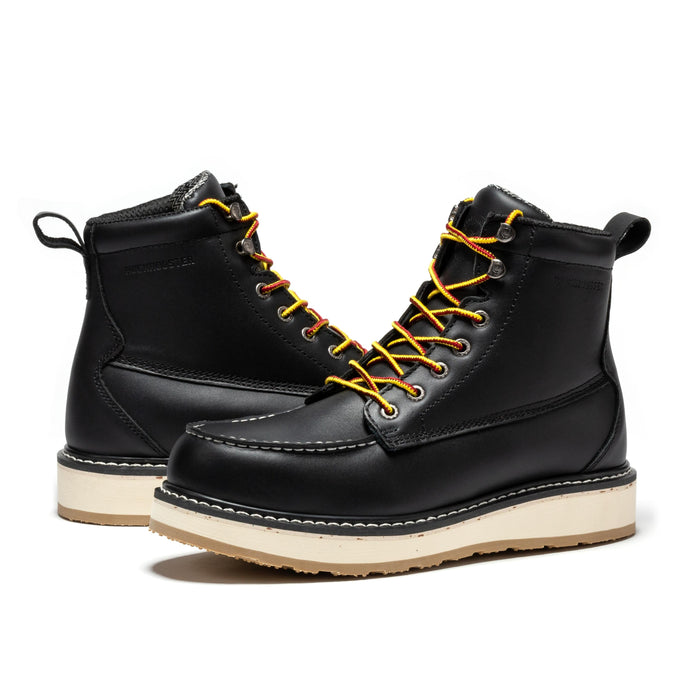 ROCKROOSTER Trinidad Men's 6 inch Black Steel Toe Wedge Work Boots SAP2301 - Rock Rooster Footwear Inc