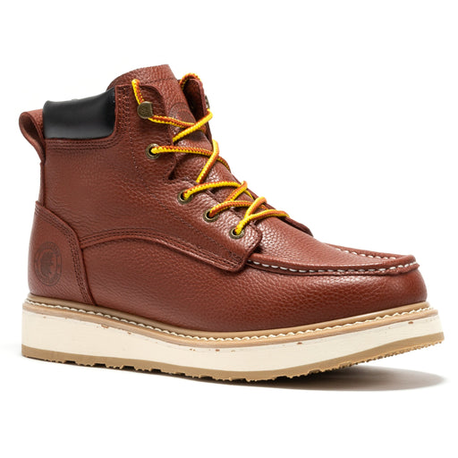 ROCKROOSTER Walker Men's 6 Inch Brown Soft Toe Wedge Work Boots SAP360 - Rock Rooster Footwear Inc