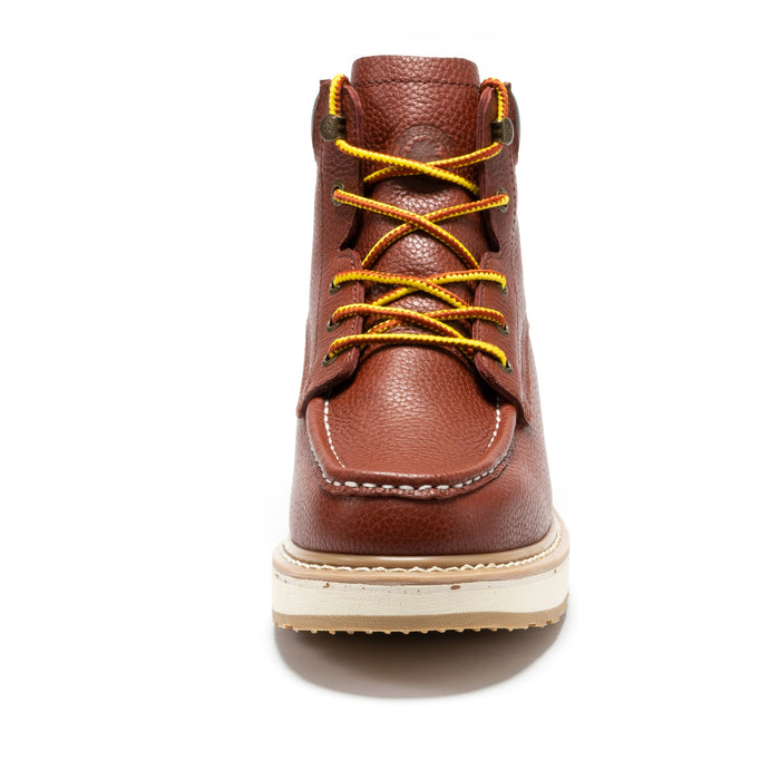 ROCKROOSTER Walker Men's 6 Inch Brown Soft Toe Wedge Work Boots SAP360 - Rock Rooster Footwear Inc