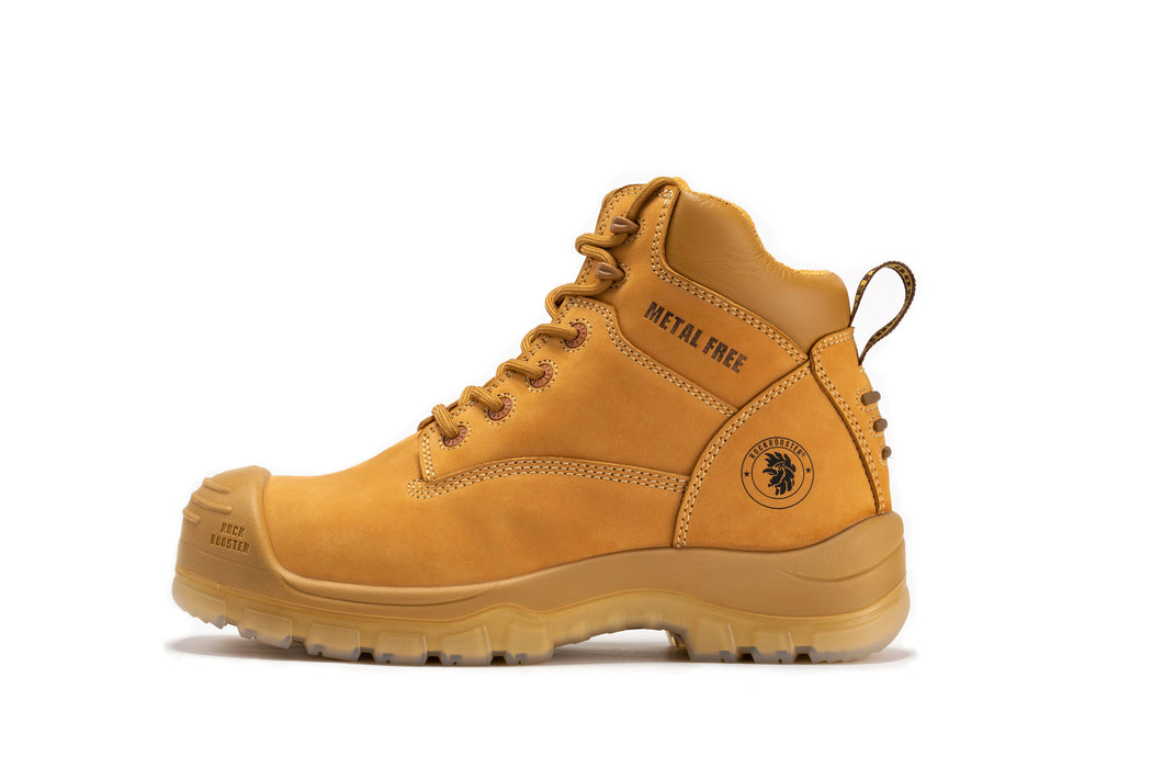 rockrooster Woodland Wheat 6 inch Composite Toe Zip-sided Leather Work Boots AK659 - Rock Rooster Footwear Inc