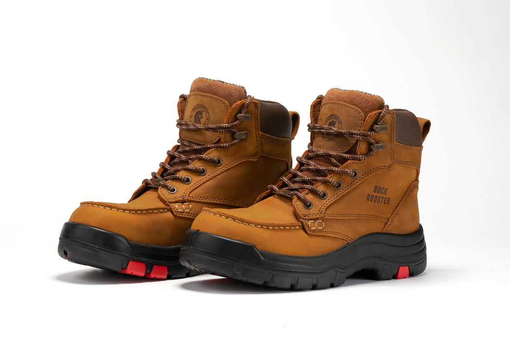 ROCKROOSTER Zumbro 6 inch Wide Steel Toe, Rubber Outsole, EH Protection,, ASTM 2413, Work Boots AK370 - Rock Rooster Footwear Inc