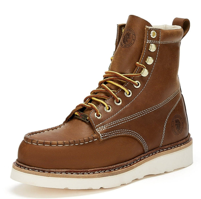 ROCKROOSTER Men's 6 inch Brown steel toe wedge work boots with Vibram® Outsole VAP621 - Rock Rooster Footwear Inc