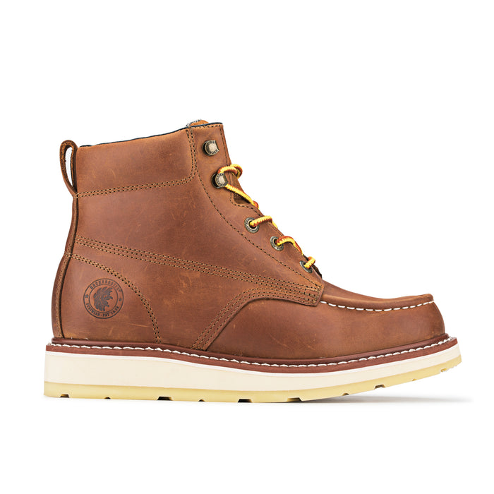 ROCKROOSTER Edgewood Men's 6 inch Brown soft toe wedge work boots AP83 ...