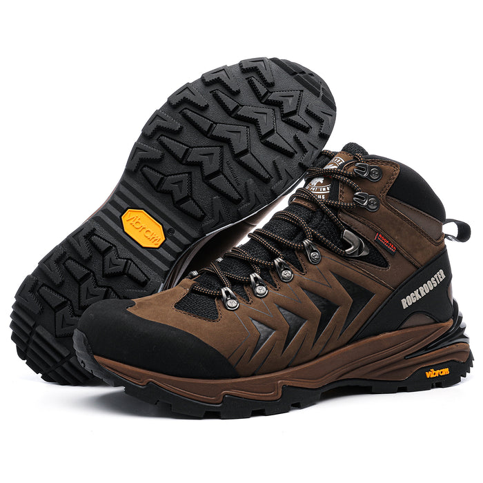 Rock Rooster Brown 6 Inch Waterproof Hiking Boots with VIBRAM® Traction Lug Outsole  OH22121 - Rock Rooster Footwear Inc