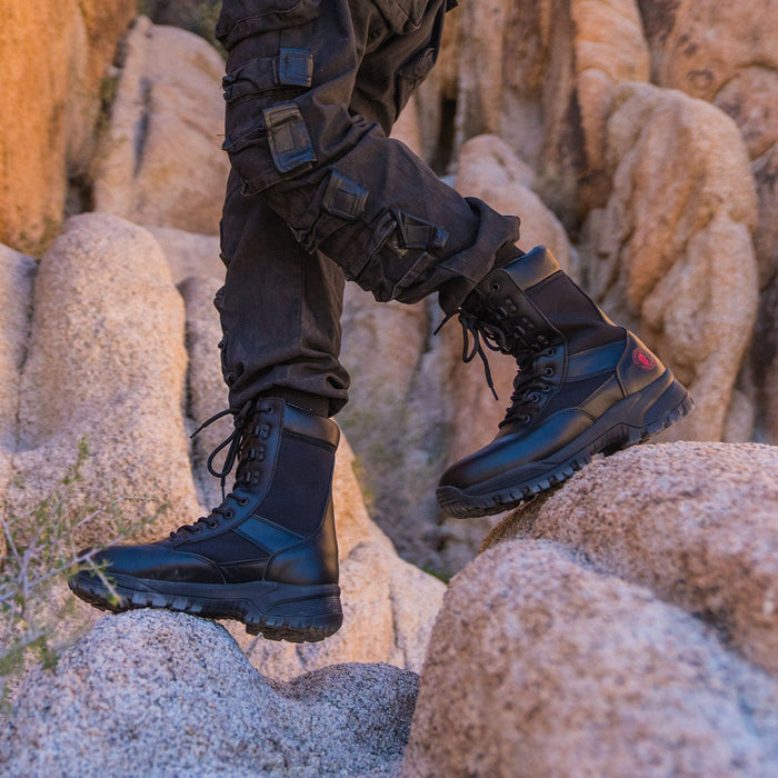 ROCKROOSTER 8 inch Black Action leather Soft Toe Tactical and Law Enforcement Boots AB2663 - Rock Rooster Footwear Inc