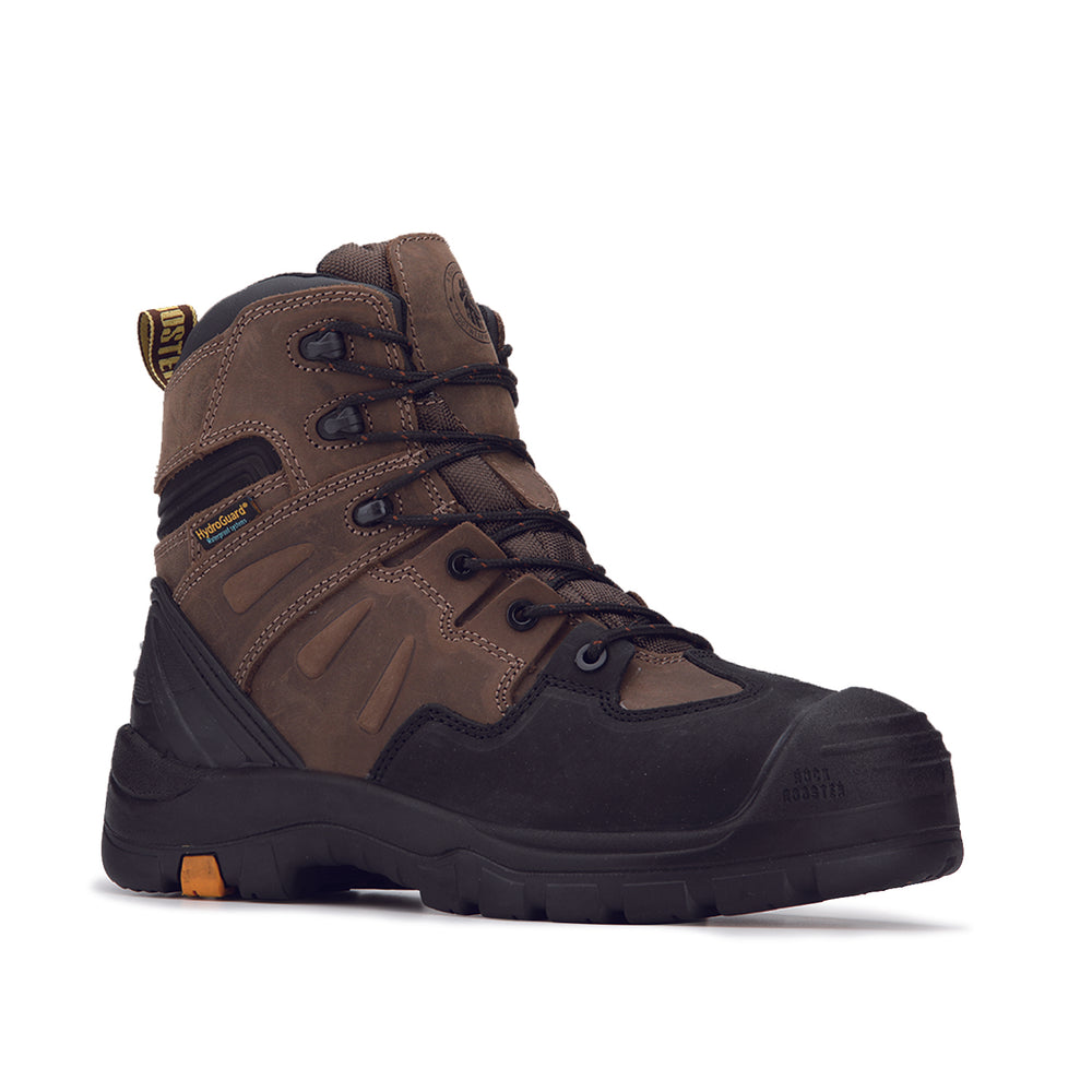 ROCKROOSTER Edgewood Men's 6 inch Brown steel toe waterproof wedge work  boots with Vibram® Outsole VAP858