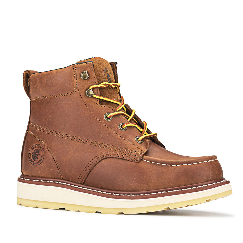 ROCKROOSTER Edgewood Men's 6 inch Brown soft toe wedge work boots AP83 ...