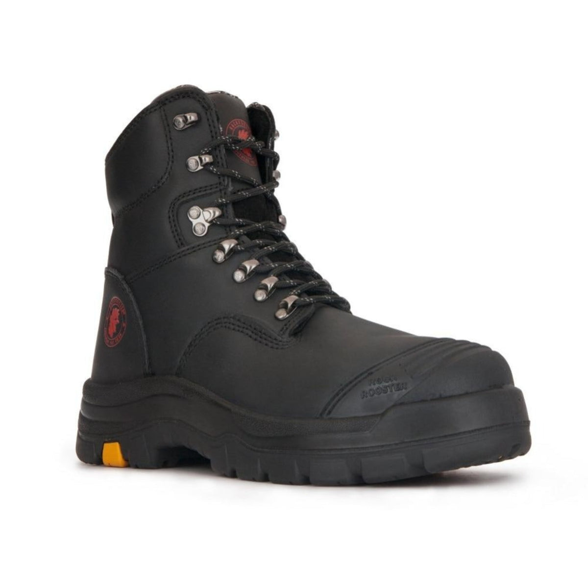 ROCKROOSTER Knox Black 7 Inch Steel Toe Leather Asphalt Work