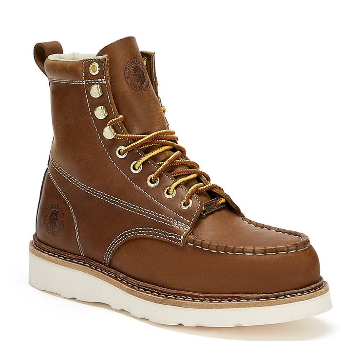 ROCKROOSTER Men's 6 inch Brown steel toe wedge work boots with Vibram® Outsole VAP621 - Rock Rooster Footwear Inc