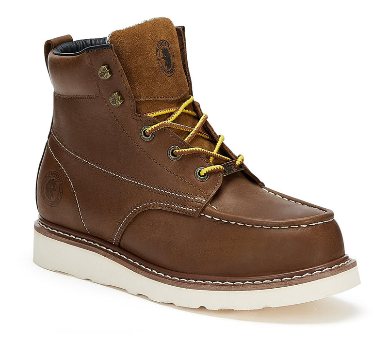 ROCKROOSTER Men's 6 inch Brown steel toe waterproof wedge work boots with Vibram® Outsole VAP858 - Rock Rooster Footwear Inc